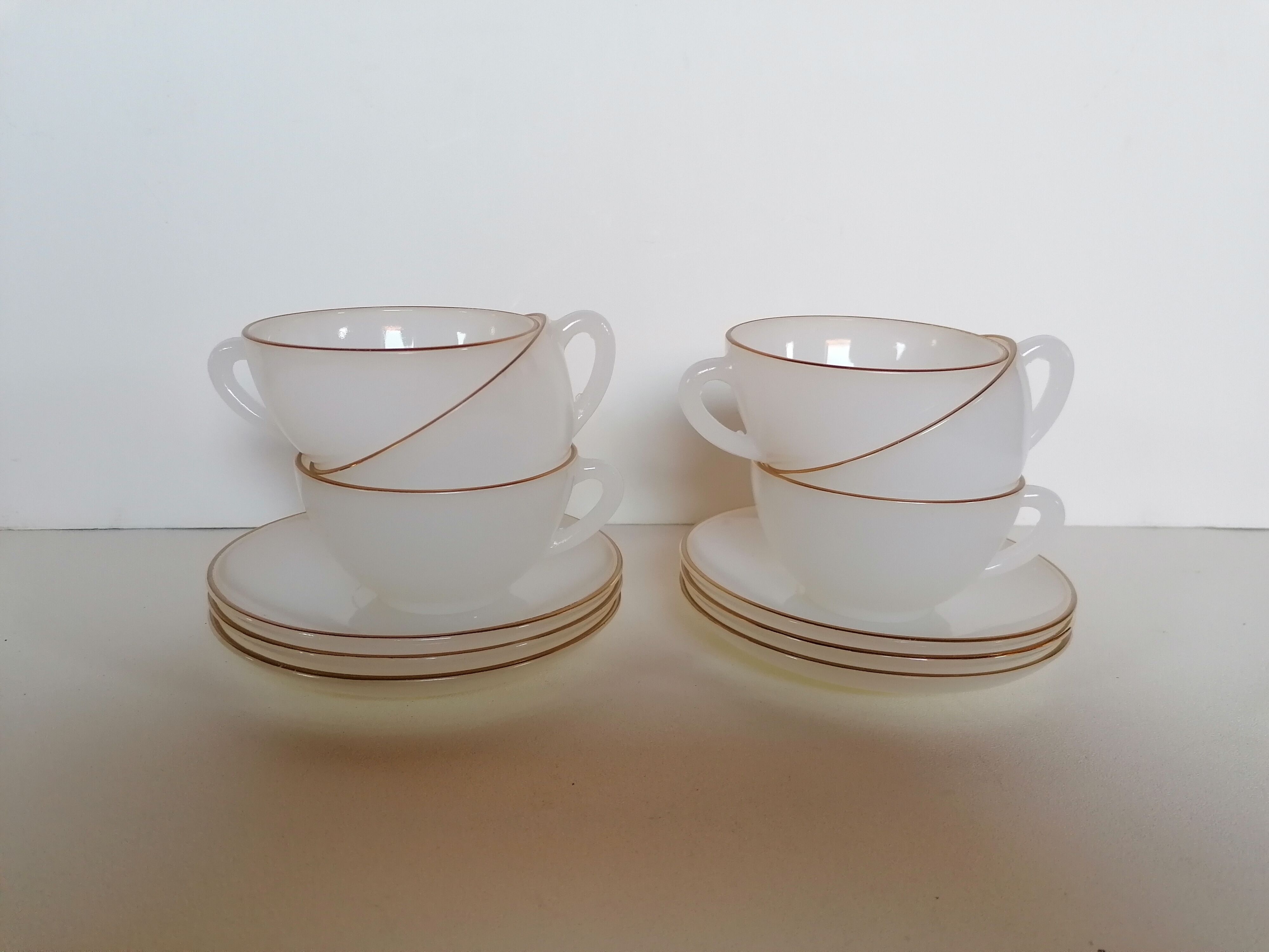 6 cups arcopal white opaline