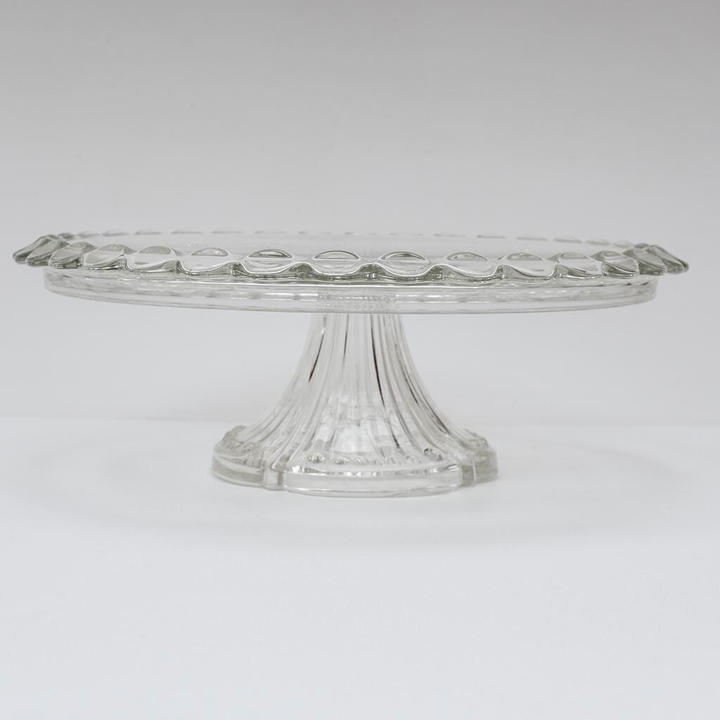 Pie dish on stand round servant in floral glass pattern D 30 cm ⋆ Brocante Chic