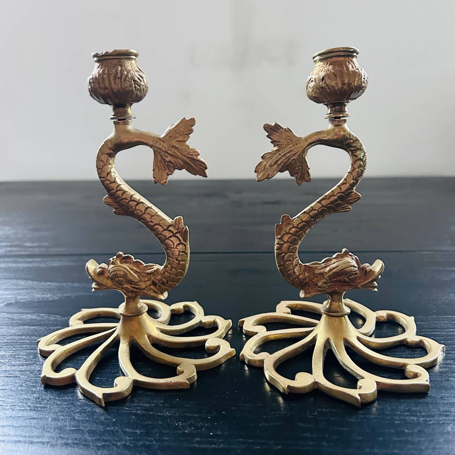 Pair of gilded bronze candlesticks