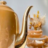 Vintage Czecho-Slovakia Victoria China Iridescent Peach Lustre Tea Set 1950s