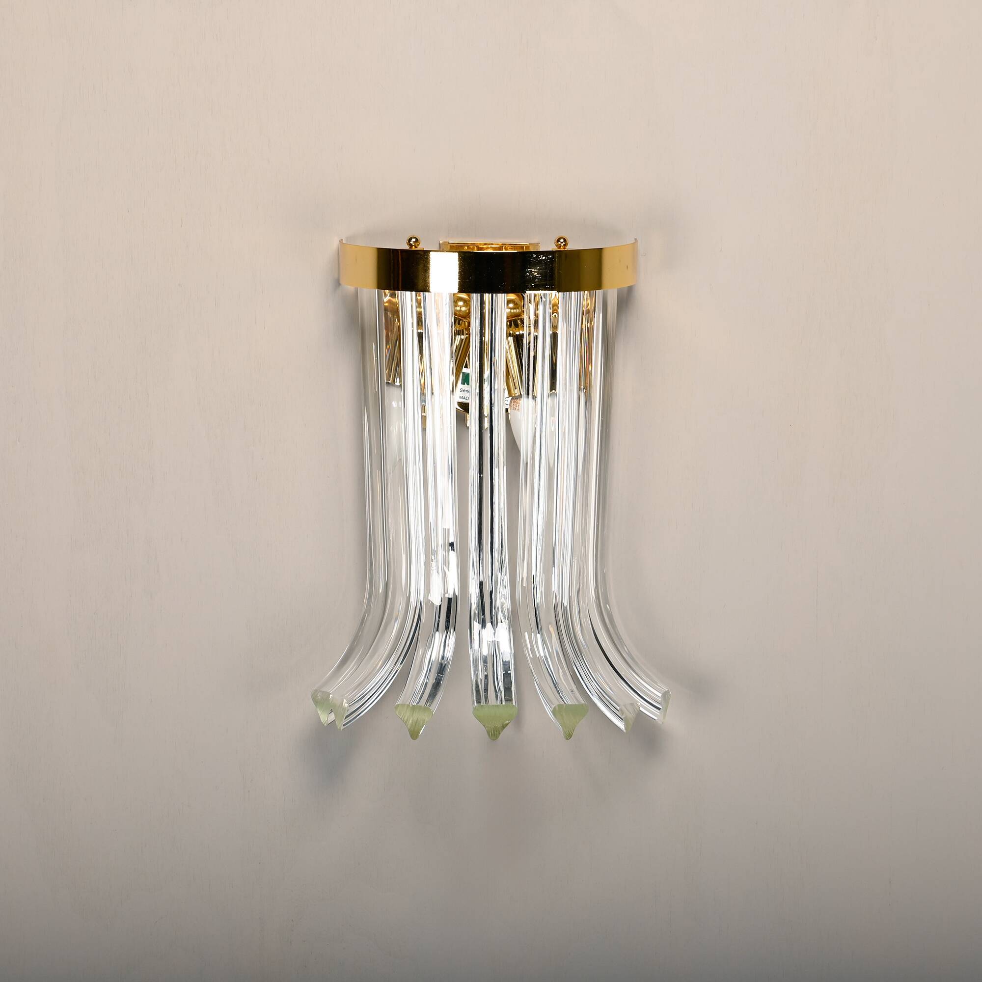 Wall lamps of brass and crystal glass by Novaresi, Italy 1970s