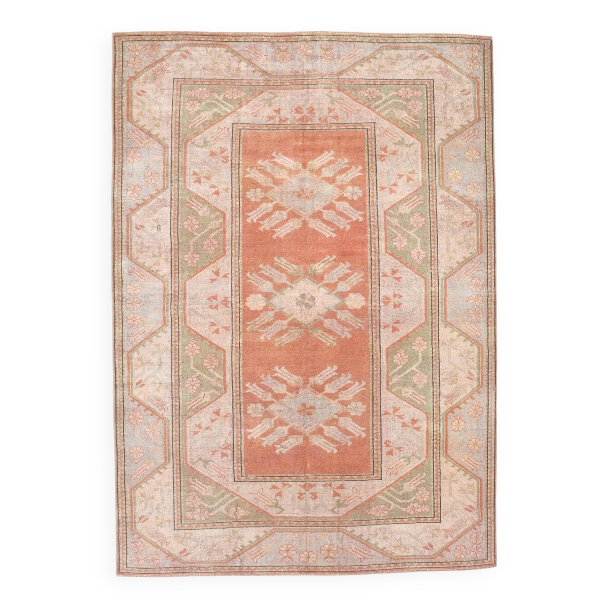 6x9 Peach Cream Persian Area Rug, 195x275Cm