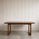 Extendable teak table, sled leg