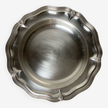 Round silver metal dish