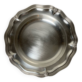 Round silver metal dish