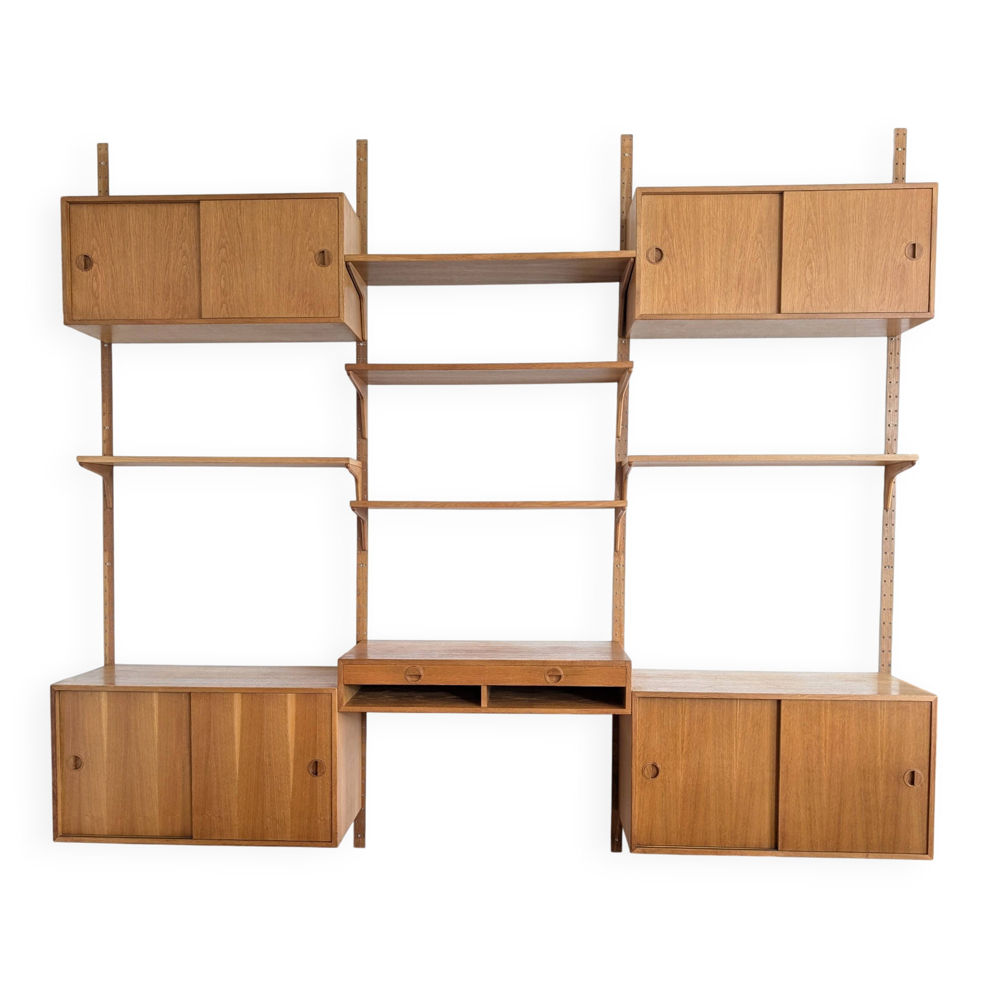 Ensemble mural modulable teck blond danois des années 60/70
