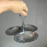Stainless steel serving platter in the shape of seashells
