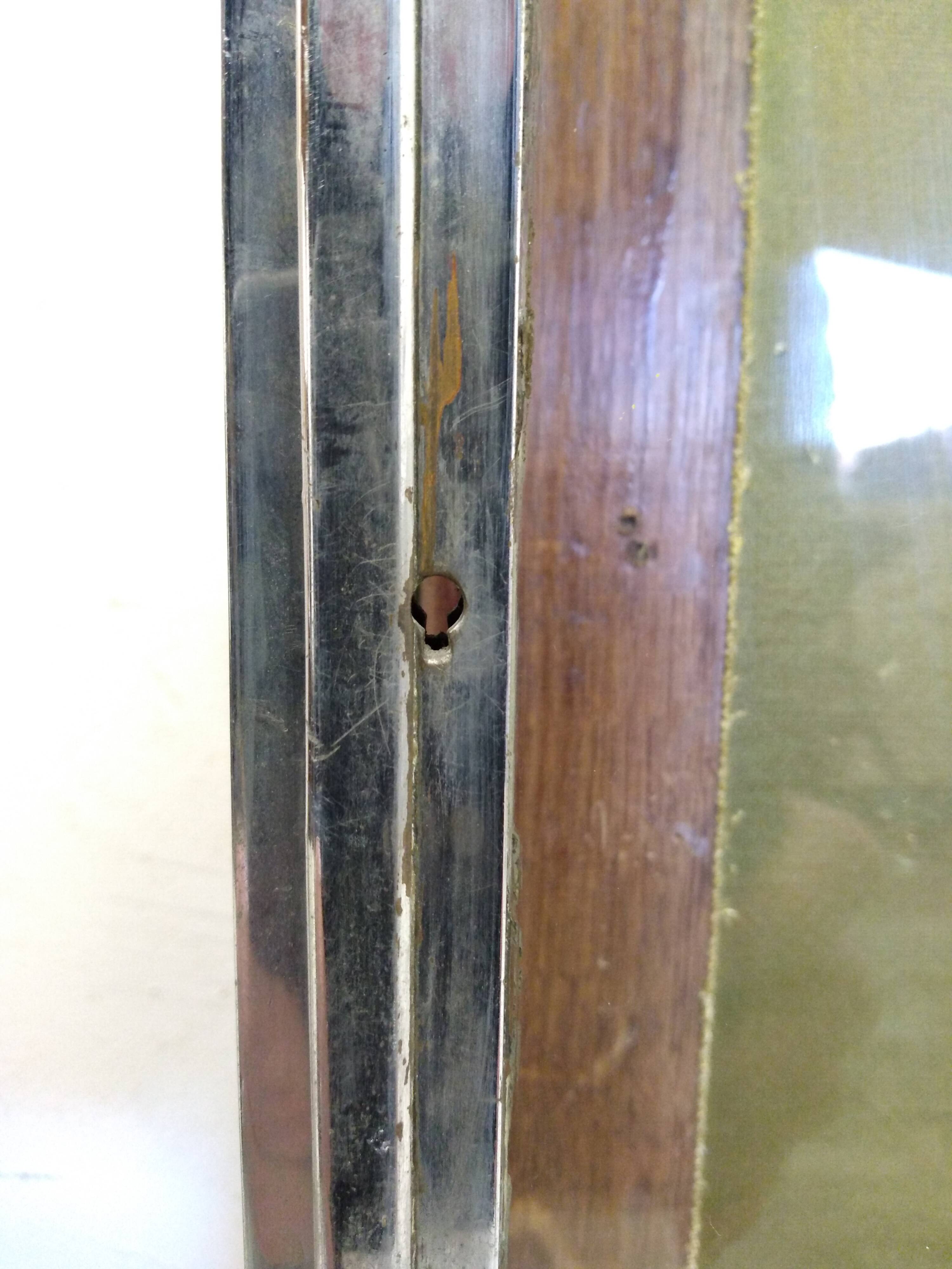 Atypical old wooden and metal wall display case