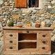 Old shop counter - Trade furniture with 13 walnut drawers