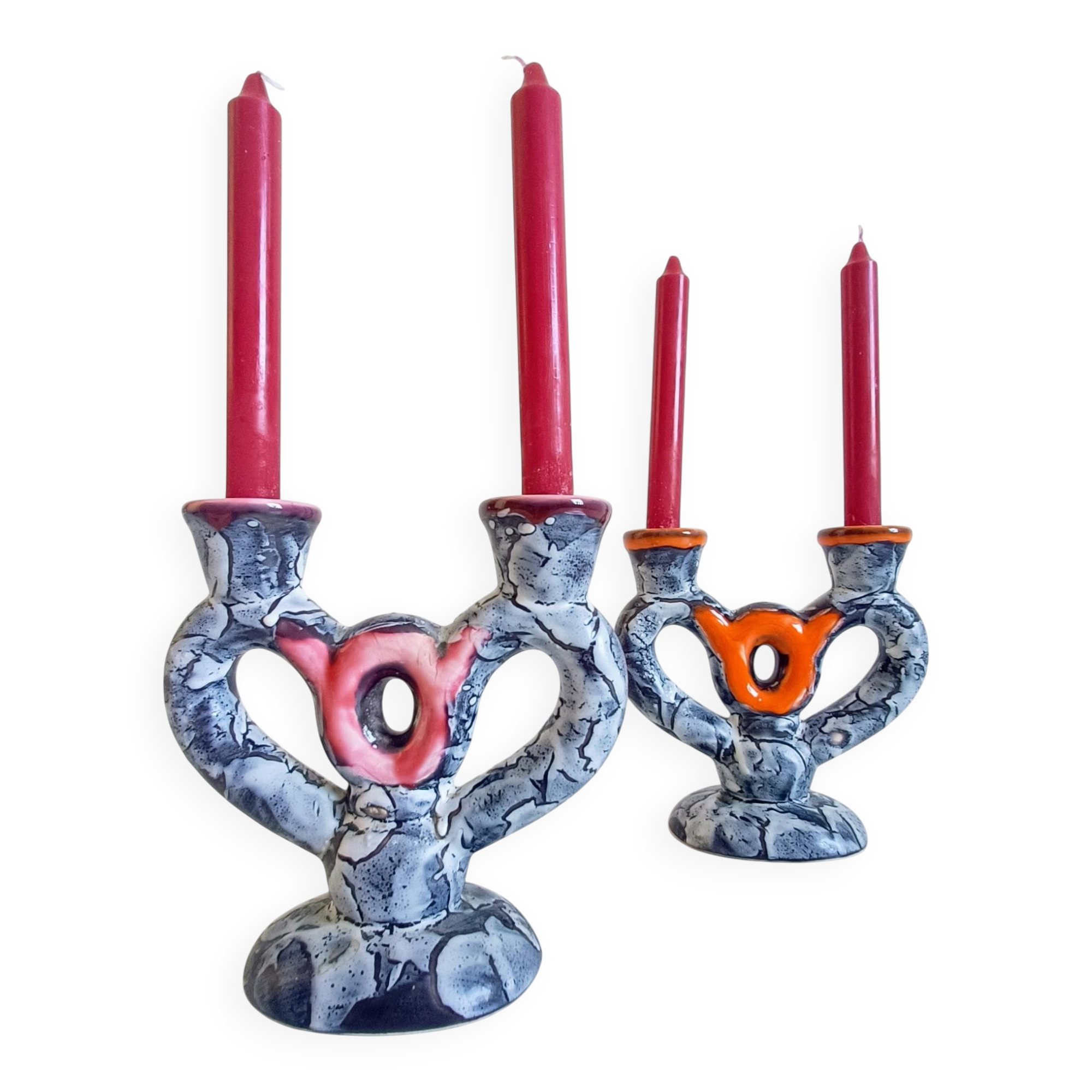 Candelabre en céramique du milieu du siècle par Vallauris, style Gaudí, France, années 1950.
