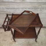 Serving trolley bar servant removable tray rustic oak