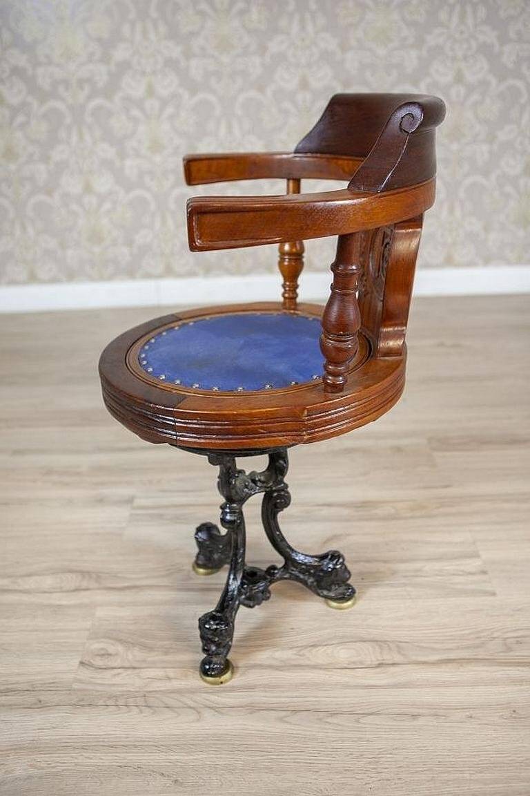Early-20th Century Wooden Captain Armchair with Soft Seat, 1930s