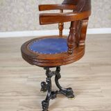 Early-20th Century Wooden Captain Armchair with Soft Seat, 1930s