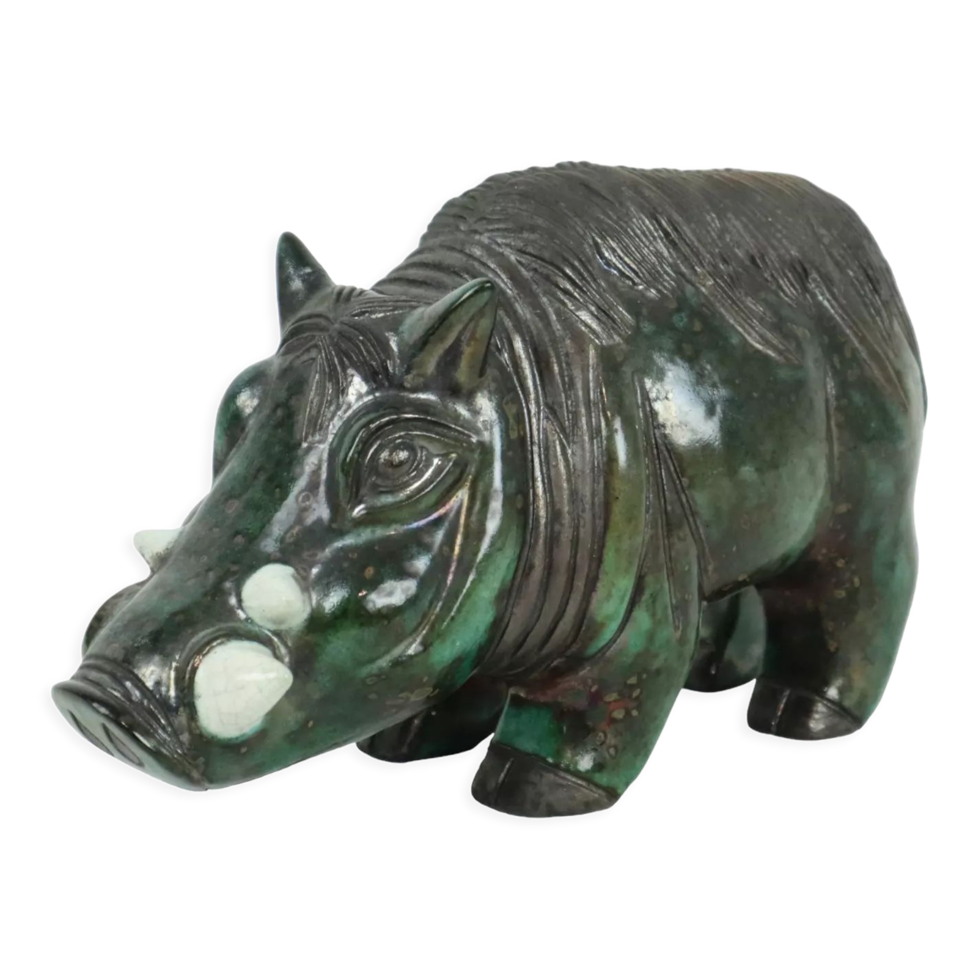 Phacochère phacochère statue sculpture céramique poterie raku tiré 23cm