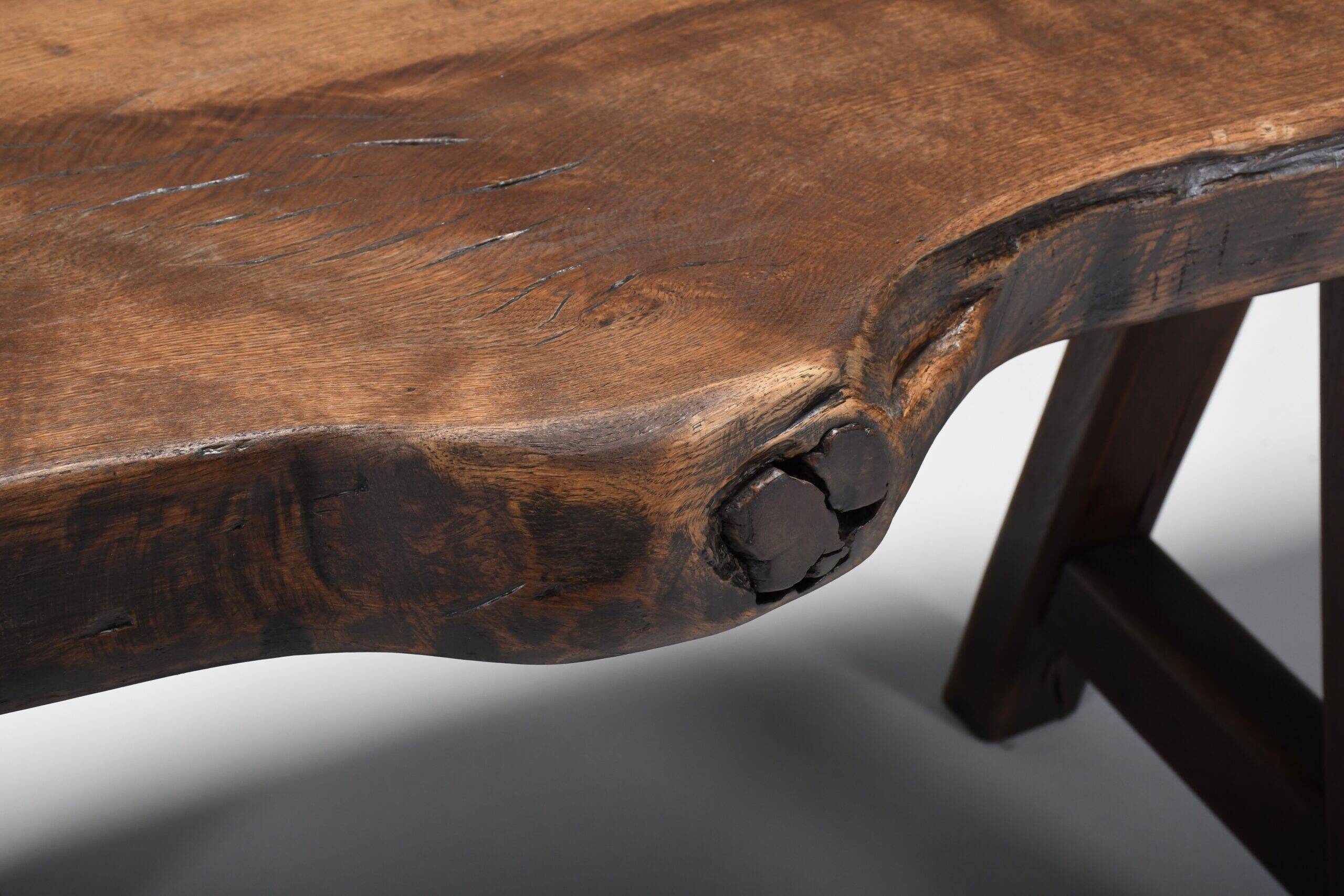 Table rustique brutaliste Mobichalet en chêne massif 2