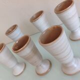 Suite of six mazagrans in grey-beige / vintage ceramic 70s-80s