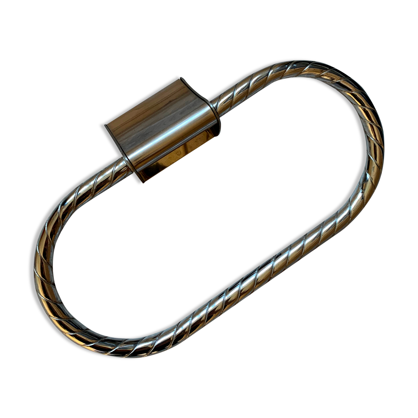 Vintage silver metal towel rack