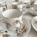 12 ironstone coffee cups with polychrome floral decoration, KG Lunéville