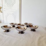 Lot de 6 tasses vintage pour desserts, glaces ou sauces en acier mat de haute qualité datant des ann