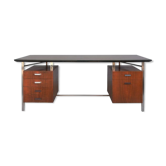 Bureau présidentiel palissandre et chrome années 1960