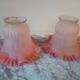 Duo of chandelier tulips or lamp in two-tone opaline