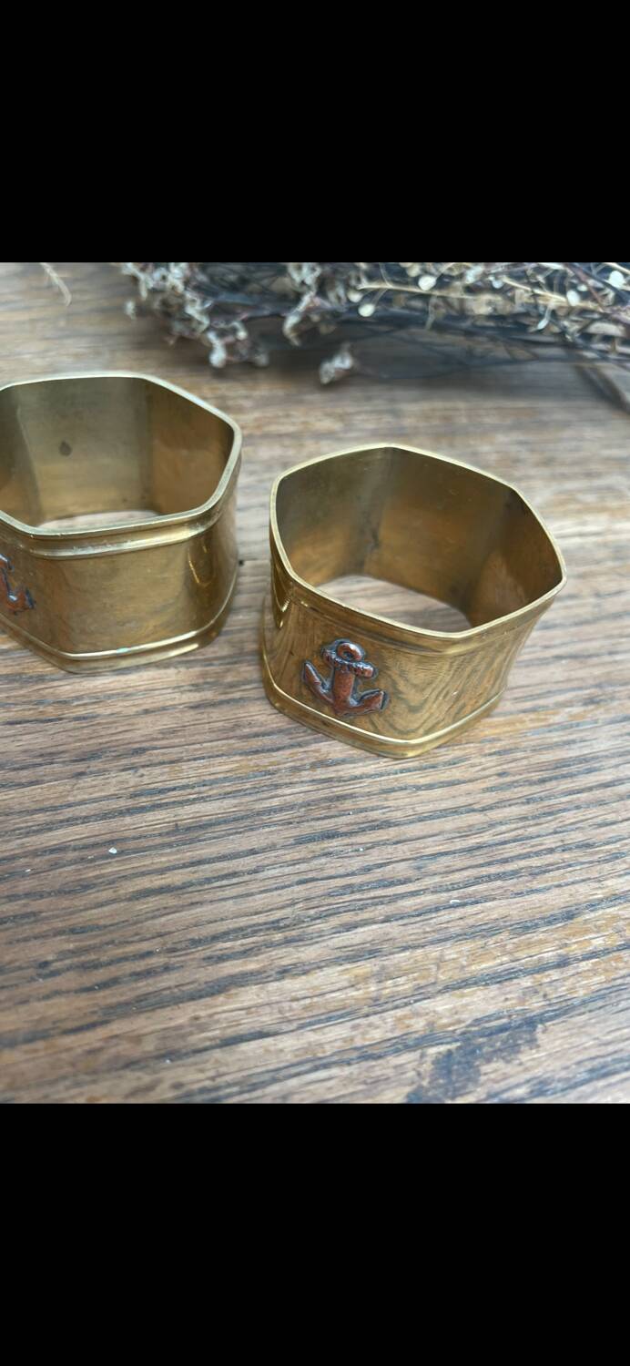 6 brass napkin rings