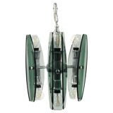Glass and chrome suspension light in Fontana Arte style by Veca Murano, Italy.