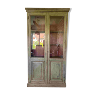 Vaisselier ancien bois vert patiné