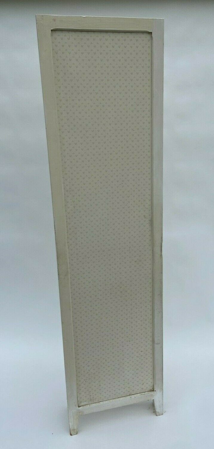 Paravent 3 vantaux 1920 patine creme en bois papier colle