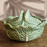 Covered pot in slip, collard greens