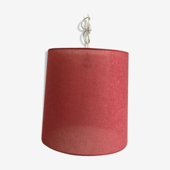 Suspension in fabric stretched over celluloid, strawberry red crushed