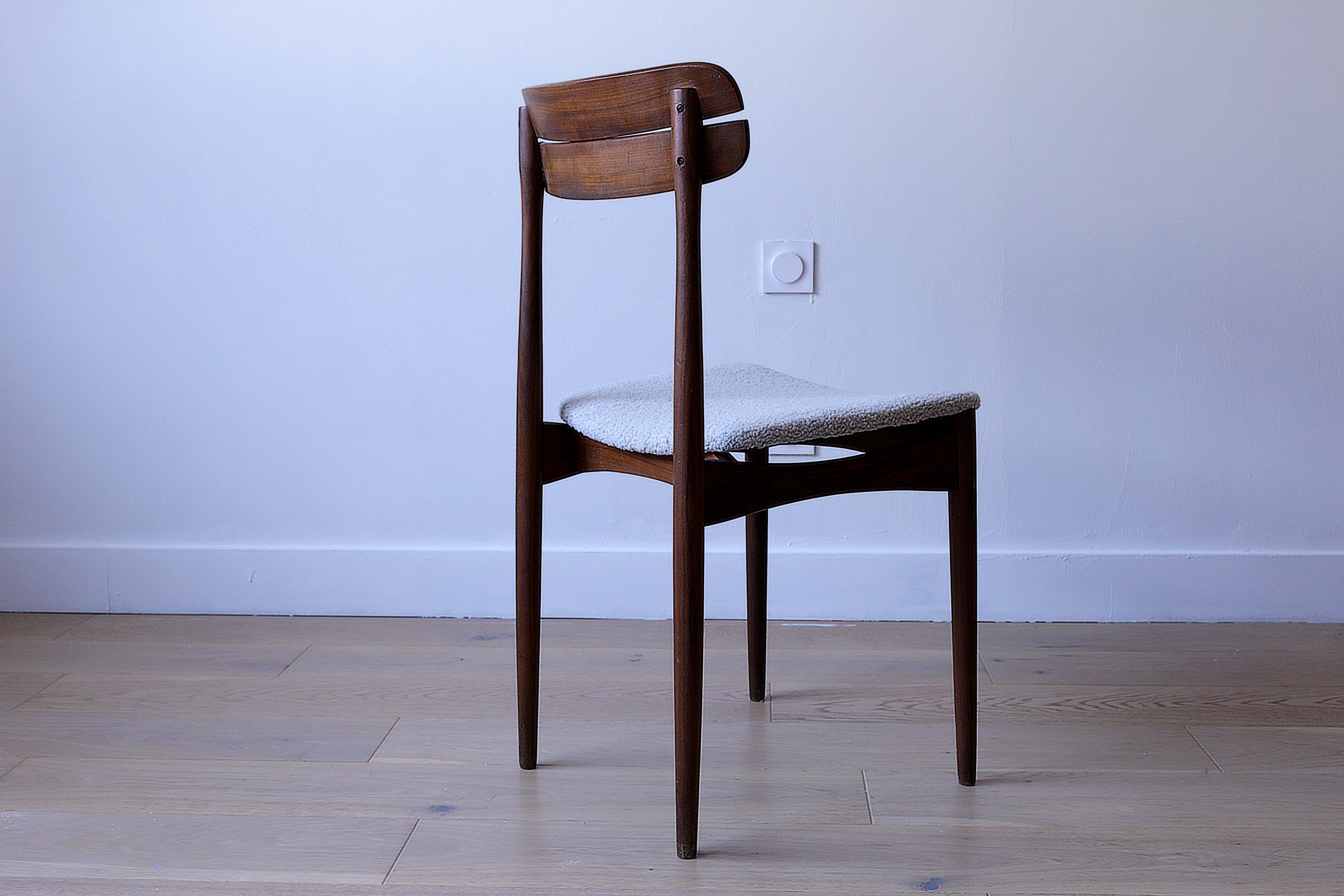 Suite de 6 chaises en bois design 1950