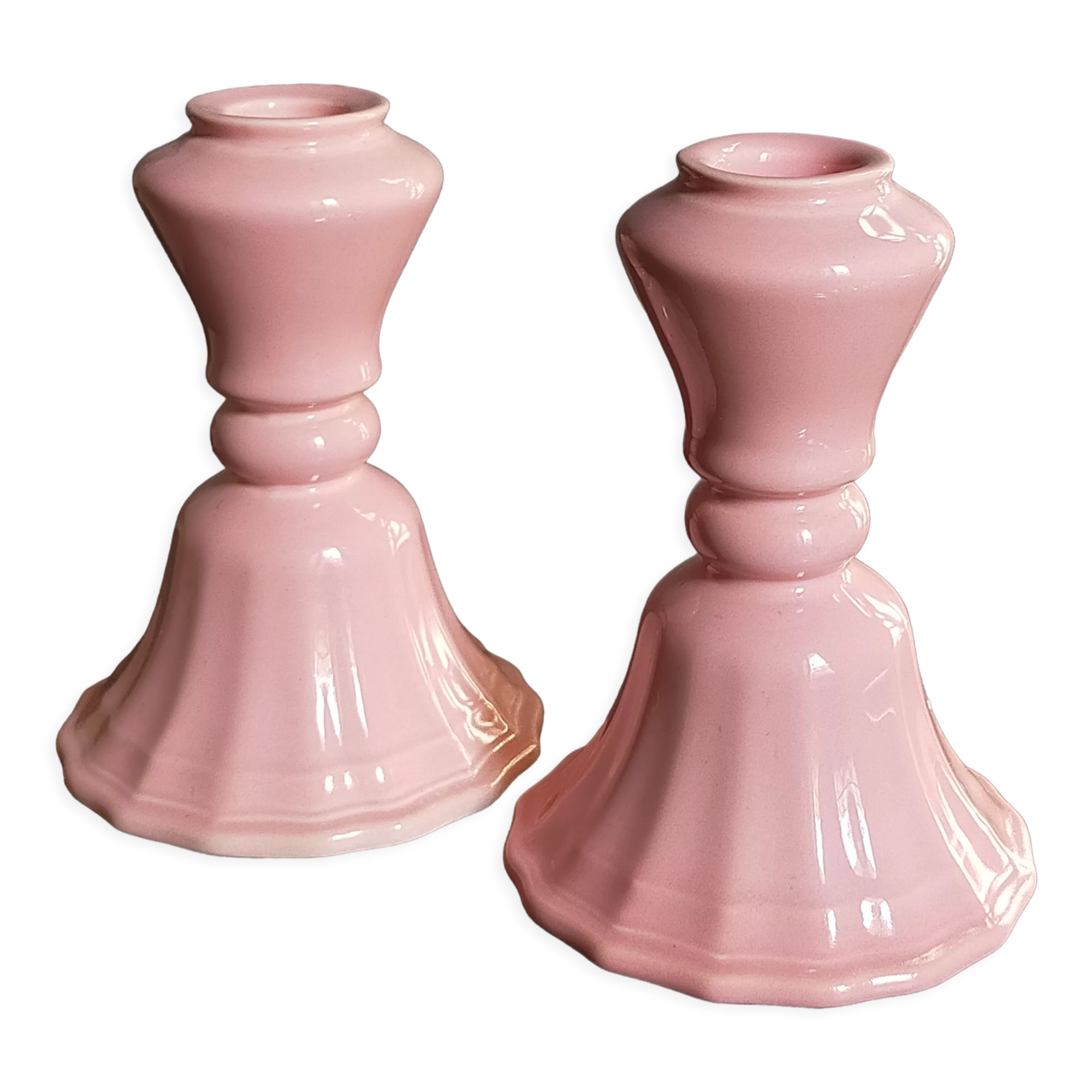 PRODUCT POP UP CHRISTMAS 2022 Duo of vintage pink ceramic candle holders