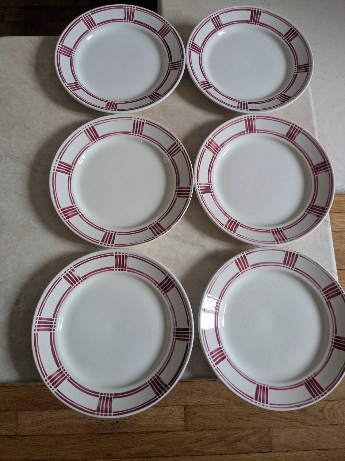 Six Badonviller dinner plates