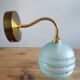 Applique globe vintage en verre dépoli bleu
