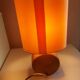 Wooden lamp with silk lampshade, hand painted, signed