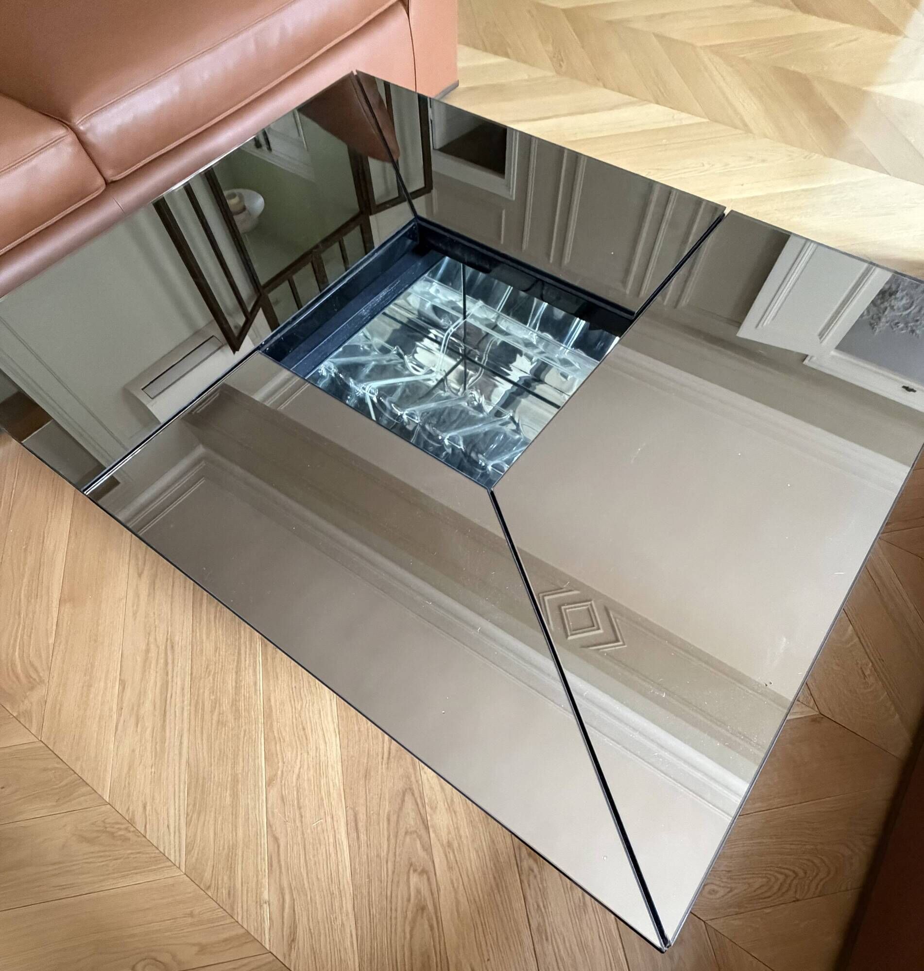 Cocktail coffee table with hidden bar by Paul Michel for Roche Bobois from the 1970s.