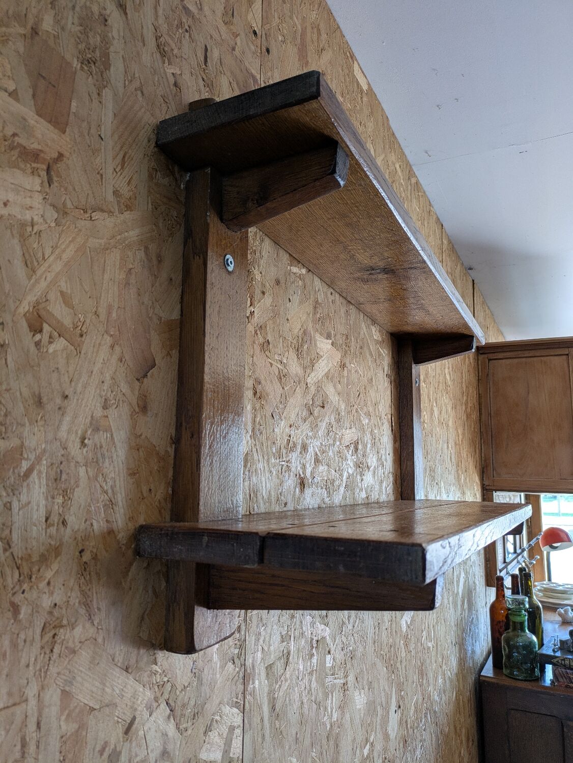 Oak wall shelf
