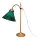 Art Deco desk lamp in brass and conical green opaline, 1920s-30s