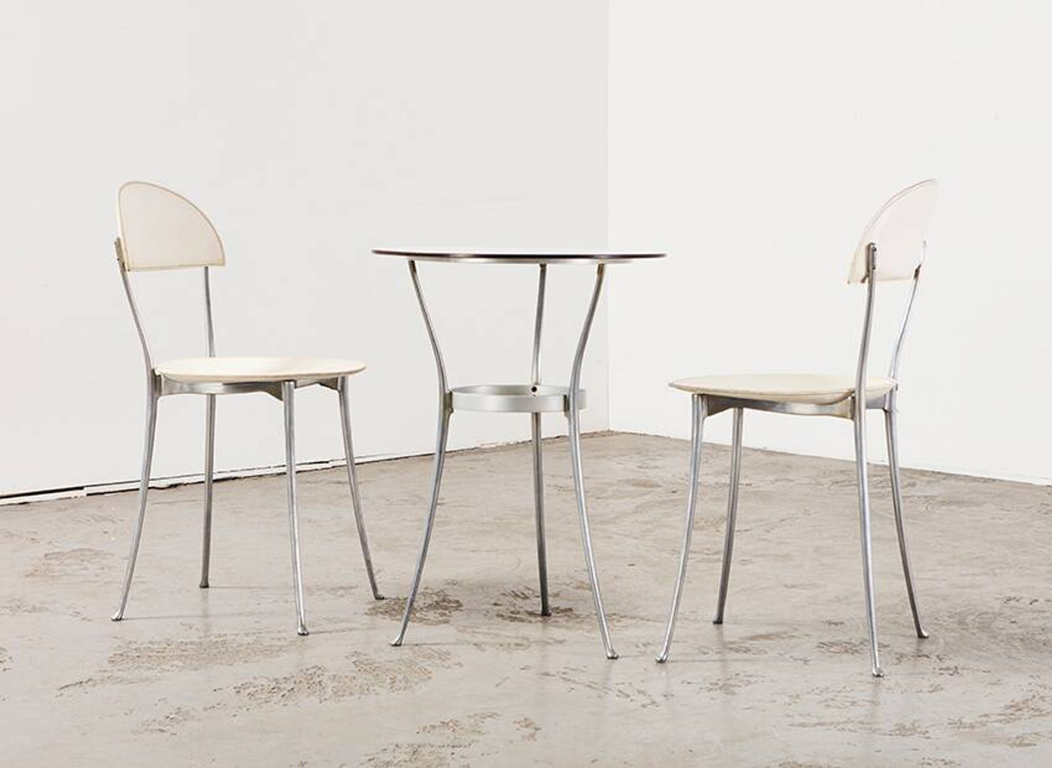 Enzo Mari Pair of Tonietta Chairs + Trevi Table for Zanotta Italy 1985