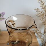Smoked blown glass pitcher