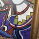 Vintage portrait de style hugó scheiber | expressionniste cubisme femme peinture à l’huile
