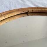 Vintage round rattan mirror 1950 29cm