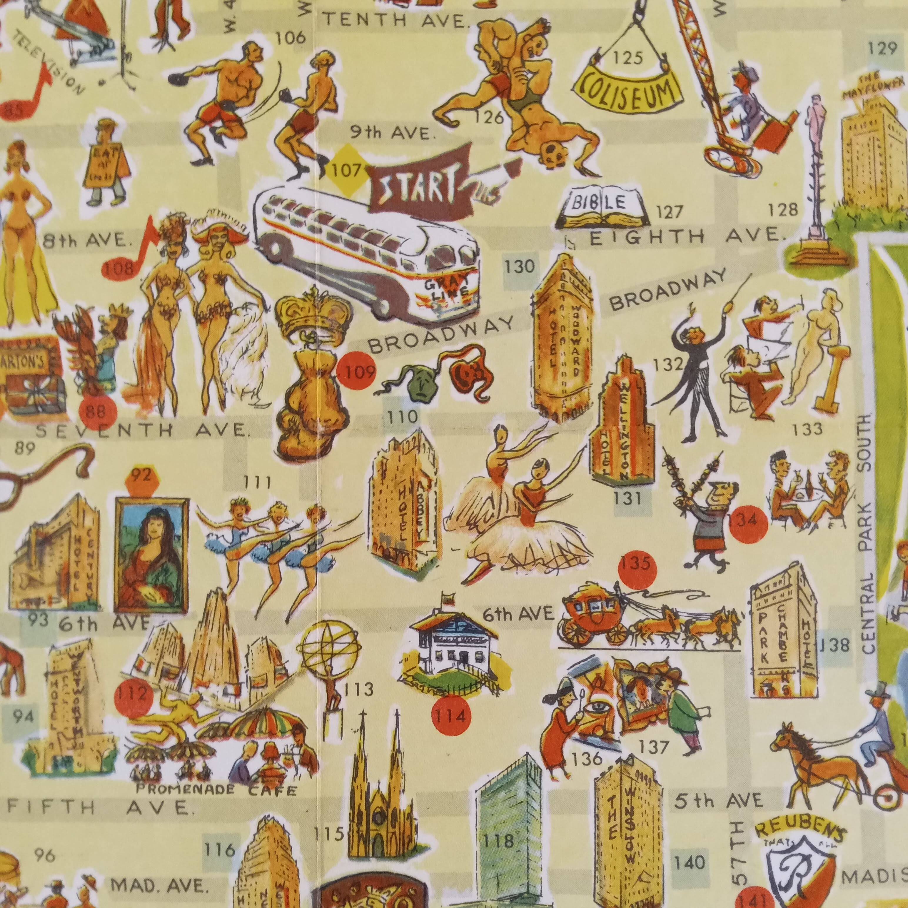 Pictorial map of New York 1950's