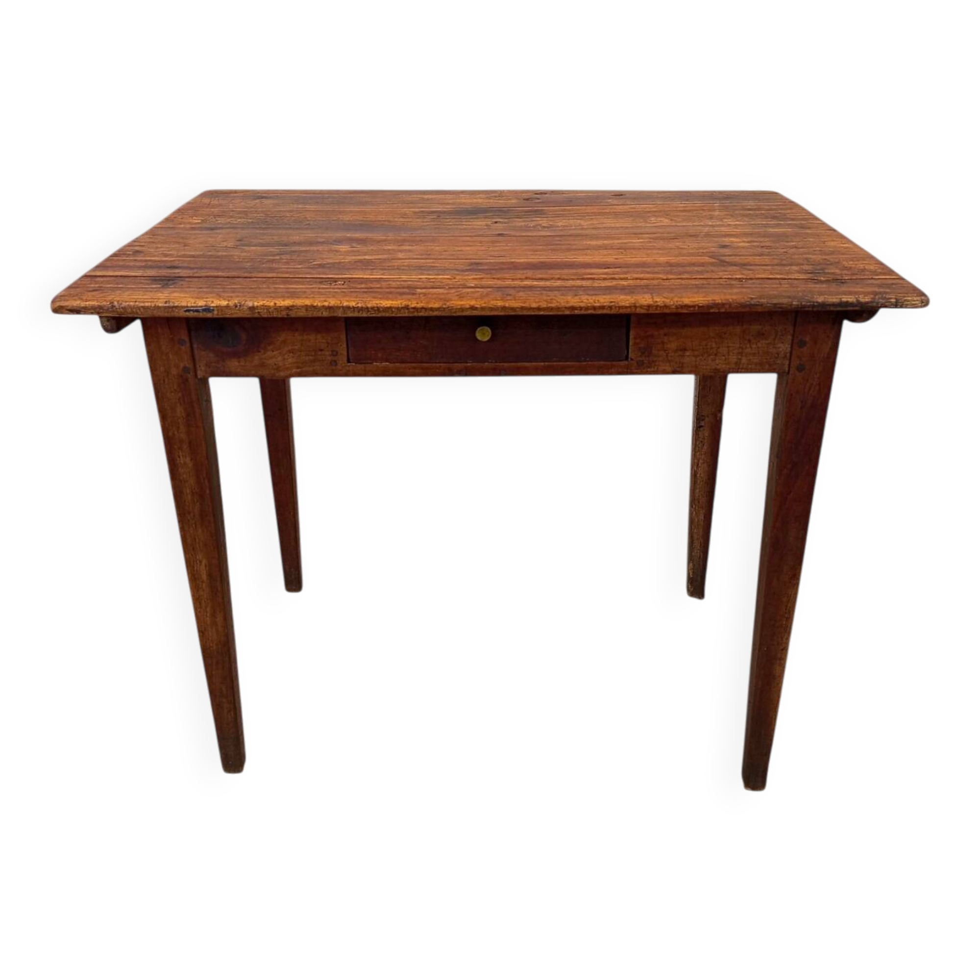 Petite table de ferme rustique en bois massif – Fin XIXe / Début XXe