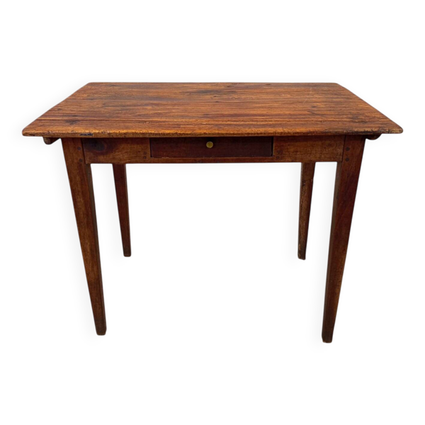 Petite table de ferme rustique en bois massif – Fin XIXe / Début XXe