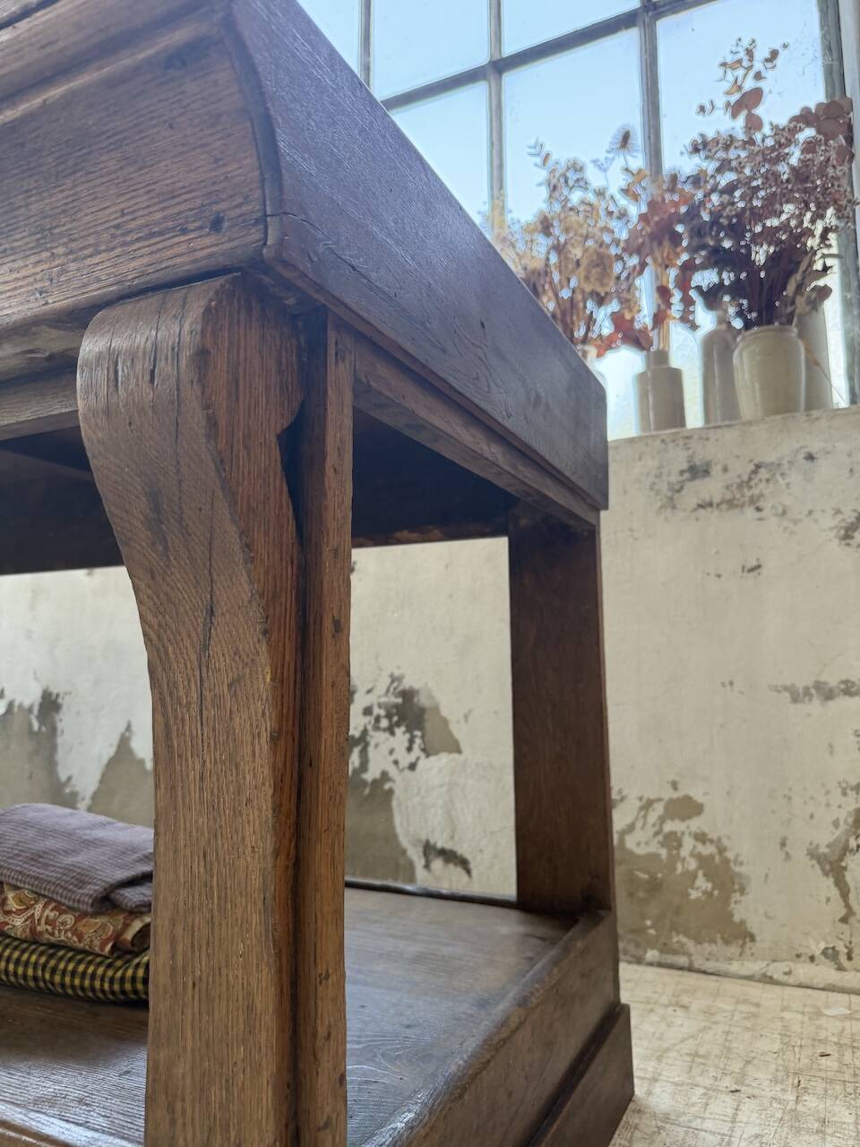 Table de gantier drapière 1900 chêne massif 330cm XL