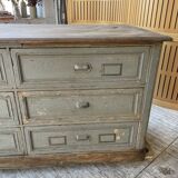 XXL walnut trade counter with multiple drawers