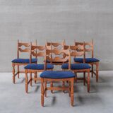 6 oak mid-century dining chairs