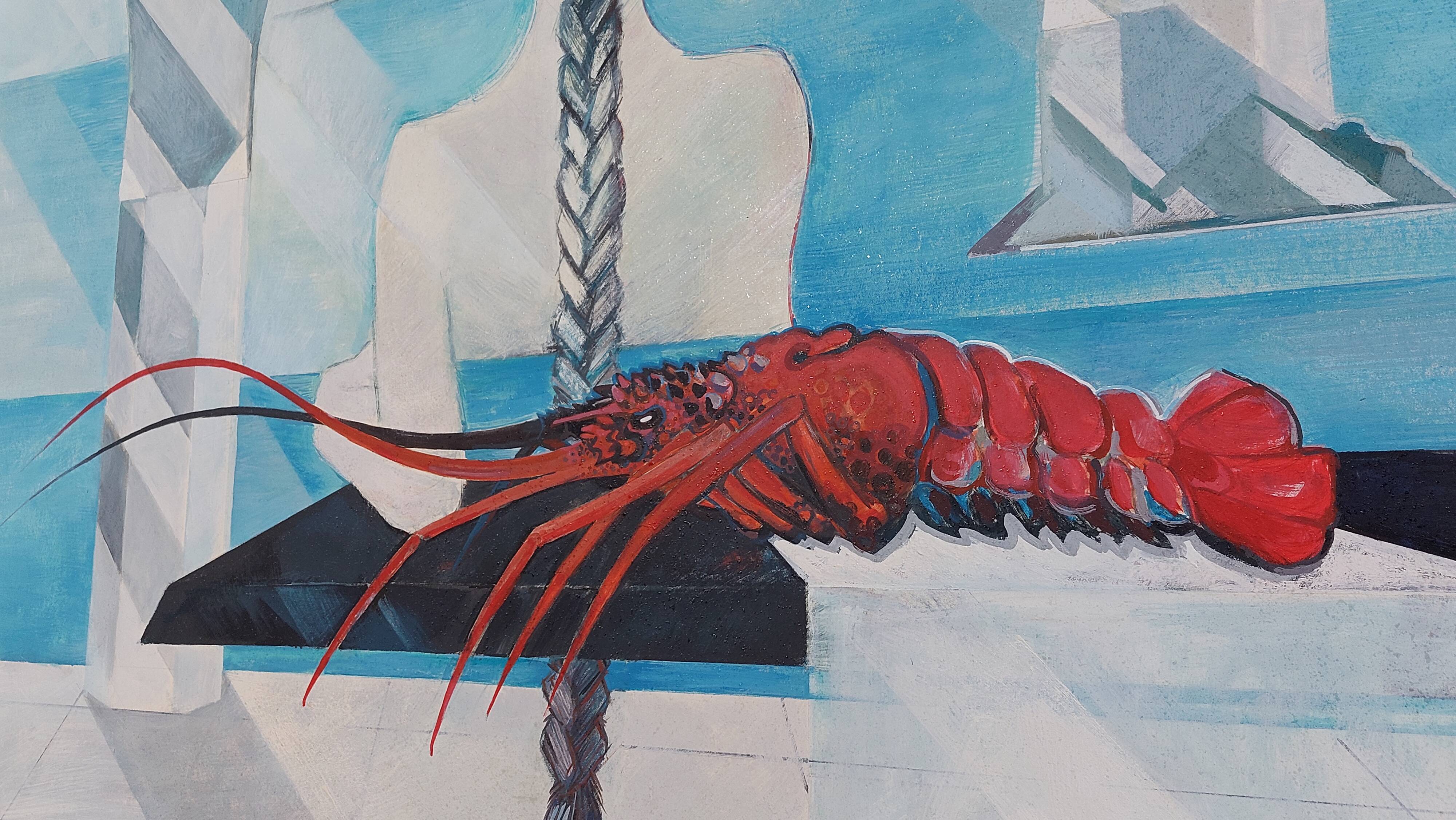 Grande peinture postmoderne de l'artiste Azian Tsang 1987